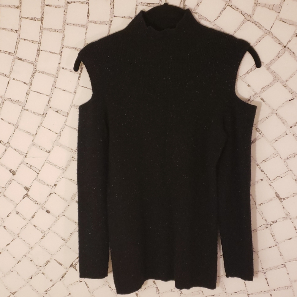 Cold Shoulder Sparkle Sweater Small